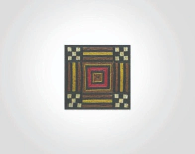 Brightly colored marquetry square with complex border and center square