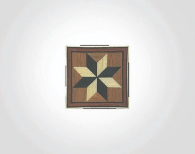 Wooden inlay star pattern with quadrant-style segment