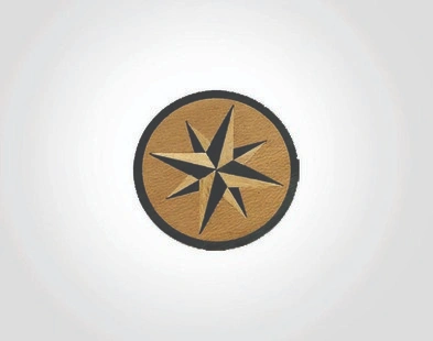 Compass rose design in circular marquetry veneer