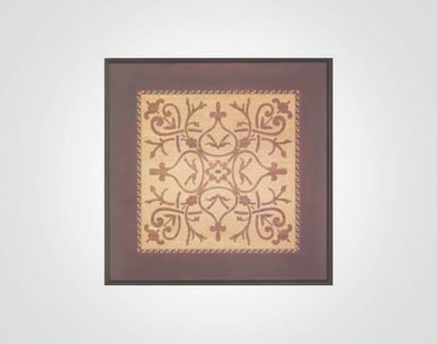 Framed laser marquetry with dark border and central floral detailing