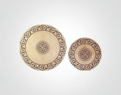Laser-cut circular wood inlay designs
