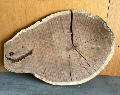 Raw solid wood slab cross-section for custom furniture